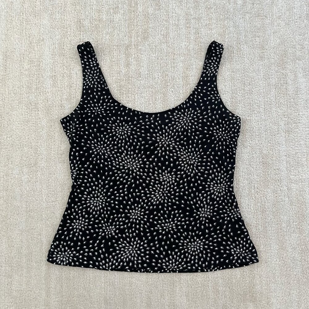 Vintage 90s Alex Evenings Black And Silver Knit Tank Top Blouse M